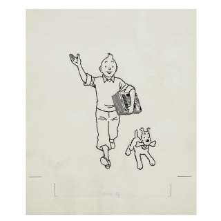 STUDIOS HERGÉ "Tintin et Milou" " Tintin et Milou ". Dessin original de studio publié pour la couverture du catalogue " Collecti... | Tajan