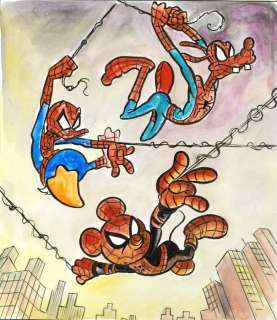 Tony Fernandez, Disney Artist | Mickey, Donald & Goofy inspired by Spiderman - Tony Fernandez Signed - Acrylic Art | Catawiki