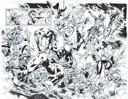 Eduardo Pansica, Scott Hanna - convergence #6 pgs. 26 & 27 - shazam captain marvel, aquaman, superman, wonder womamn, superman, black adam, & others dps - 2015