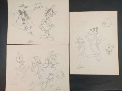 Gigi Simeoni | Gigi Simeoni - 3x tavole di studio per personaggi - Page volante - Exemplaire unique | Catawiki