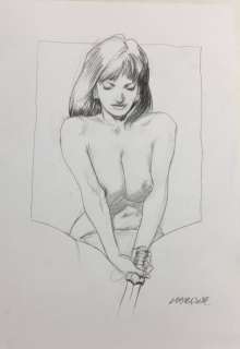 Liberatore, Tanino | Liberatore - Dessin original - Femme Ã  l’épée | Catawiki