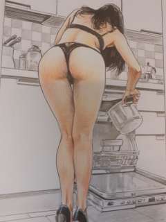 Luca Raimondo | Luca Raimondo - Illustrazione originale firmata â€œ Amore in Cucinaâ€ - Page volante - Exemplaire unique - (2022) | Catawiki