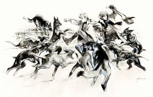 René Follet | Edmund Bell, Dessin original très grand format au lavis. | Septimus