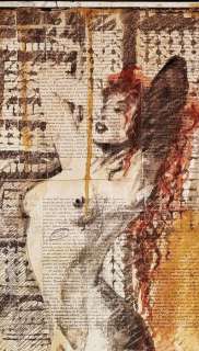 Andrea Boriani | Omaggio a Milo Manara, Boriani-Felisi, XL 93x52cm - dipinta a mano. tecnica mista su pagine di un ibro antico | Catawiki