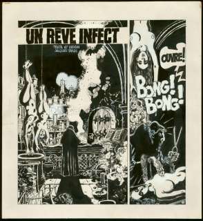 Jacques Tardi - Planche originale de l‘histoire " Un rêve infect " . Participation de Tardi avec cette histoire en 4 pages au numéro 2 du  Canard Sauvage des éditions Glénat de 1973. Pliures sur la largeur de la planche.