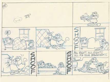 Jim Davis | Garfield - Original ’Sunday’ comic Art - Preliminary - (1990) | Catawiki