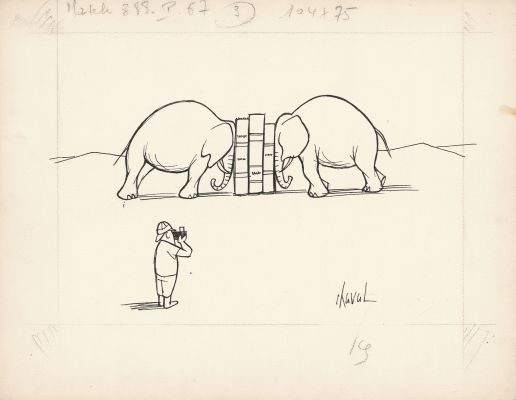 Chaval | Serre-livres - Encre de Chine sur papier | Huberty Breyne Gallery