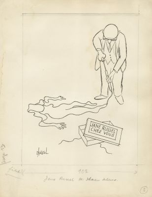 Chaval | Jane Russel chez vous - Encre de Chine sur papier | Huberty Breyne Gallery