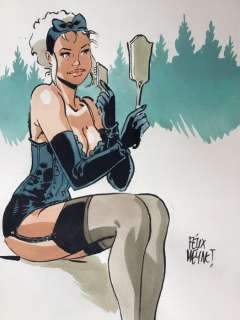 Meynet, Félix | Meynet, Félix - Dessin original couleur - Mirabelle coquine en forêt | Catawiki