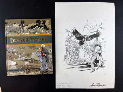 Lucio Filippucci - Lucio Filippucci - originale di copertina + albo "Docteur Mystère" - Page volante - Exemplaire unique - (2015/2022)