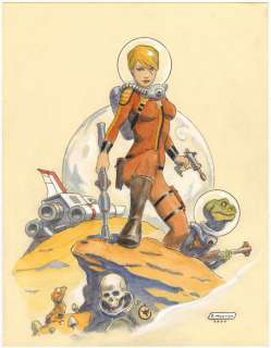 Space girl - signeret tegning - Dan Morton