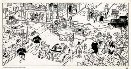 Chaland, Yves | Chaland, Yves - Estampe pigmentaire à tirage unique + certificat + NFT - Le Carrefour - (2022) | Catawiki