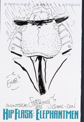 Richard Starkings | Hip Flask Sketch by Richard Starkings on Hip Flask Elephantmen (2003) 1E | mycomicshop.com