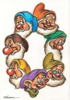 Joan Vizcarra | The Seven Dwarfs [Snow White] - Original Drawing - Joan Vizcarra - Pencil Art - Original Artwork | Catawiki