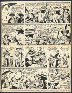 Victor Hubinon - Planche originale, numérotée 87, prépubliée dans Pilote n°283 du 25 mars 1965 - La Piste de l‘Ivoire - Tiger Joe