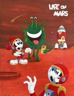 Roberto Ronchi | Mickey Mouse - "Life on Mars" - Water-based enamels on pasteboard - Roberto Ronchi - (2022) | Catawiki