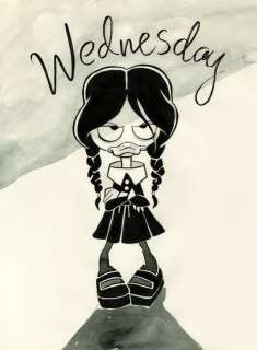 Tony Fernandez | Daisy Duck Inspired By Wednesday Addams [Netflix Series 2022] - Original Painting - Tony Fernandez Signed - Original Watercolor Art - Original Artwork - No reserve | Catawiki