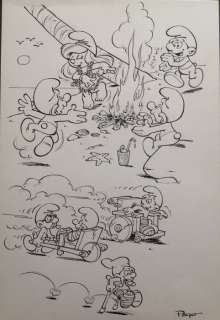 Studio Peyo | Original drawing  - The Smurfs  - (1970s) | Catawiki
