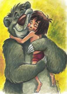 Joan Vizcarra | Mowgli & Baloo [The Jungle Book] - Bear Hug - Original Painting - Joan Vizcarra Signed - Original Artwork - Acrylic Art - No reserve price! | Catawiki