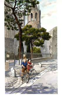 Berlion, Olivier | Berlion, Olivier - Dessin original - Le Cadet des Soupetard - Soupetard et Elodie en vélo dans Avignon - (2019) | Catawiki