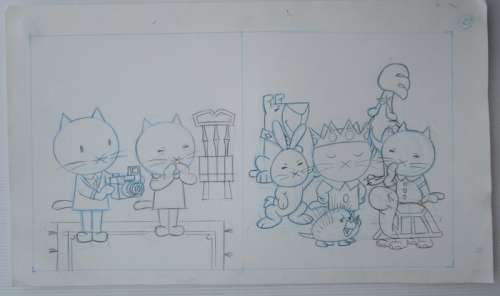 Ray Goossens (Studio) | Ray Goossens (Studio) - MUSTI - Originele pagina (potlood versie) (p.29) - Musti is jarig - (2003) | Catawiki