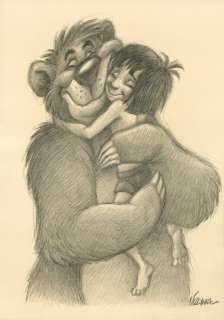 Joan Vizcarra | Mowgli & Baloo [The Jungle Book] - Bear Hug - Original Drawing - 46 x 32 cm - Joan Vizcarra Signed - Pencil Art - Original Artwork | Catawiki