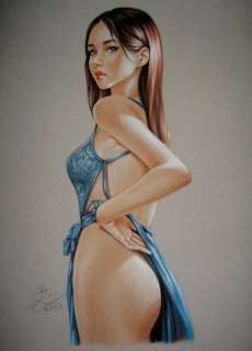 Sly | Sly - Original drawing in colour - Pin up art - Size: 31 x 42 cm. - (2023) | Catawiki