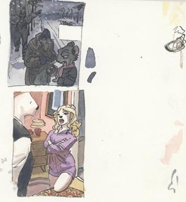 Juanjo Guarnido | Blacksad, Tome 2, Artic-Nation, Recherches de cases, planches 27 (case n°3) et 29 (case n°6) | Galerie 9ème Art