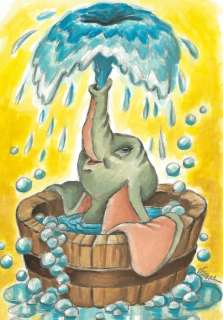 Joan Vizcarra | Dumbo Making a Fountain in his Bathtub - Original Painting - Joan Vizcarra Signed - Original Artwork - Acrylic Art | Catawiki