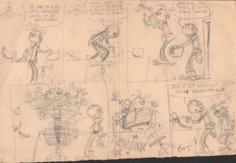 Franquin | Gaston, étude Ã  la mine de plomb pour la planche… | Millon