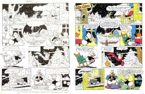 Jan Kruse, Mark de Jonge | Gus Goose H 86055 - "Sneeuwstorm" - Signed Original Inked One-Pager by Mark de Jonge - 32 x 41 cm - (1988) | Catawiki