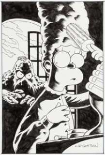 Bernie Wrightson The Simpsons as Swamp Thing House of Secrets #92 Parody Illustration Original Art (c. 2005). The -