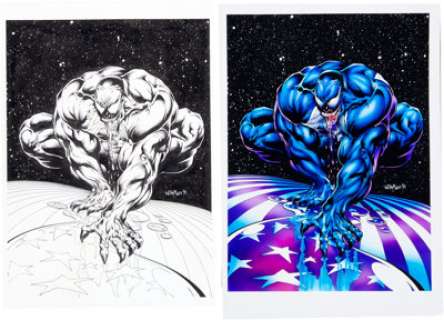 Bart Sears (as Wittman) Wizard #9 Original Art (Wizard, 1992). Venom slobbers all over this fantastic Wizard -