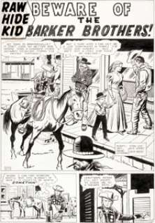 Jack Kirby and Dick Ayers Rawhide Kid "Beware of the Barker Brothers" Title Page 1 Original Art -