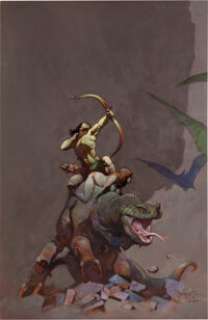 Frank Frazetta Jongor Fights Back Paperback Book Cover Painting Original Art (Popular Library, 1967). The - | Heritage
