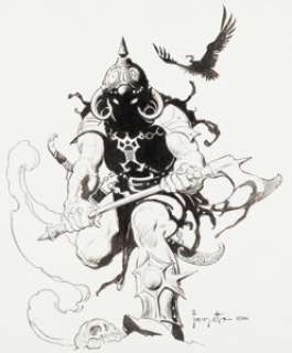 Frank Frazetta "Death Dealer" T-Shirt Design Illustration Original Art (1988). Here‘s the -