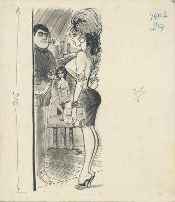 Georges Pichard | Le peintre et son modèle, Illustration de V-Magazine, 1964 | Galerie 9ème Art