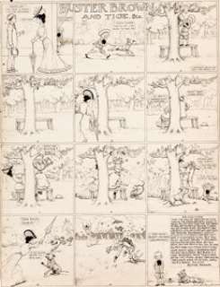 Richard F. Outcault Buster Brown Sunday Comic Strip Original Art dated 10-1-05 (New York Herald, 1905). Buster -