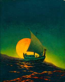 Hannes Bok - Viking Ship Painting Original Art (undated). Famed painter of many covers for science fiction -