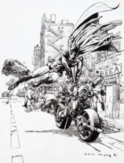 Kim Jung Gi The Flash #33 Batman 75th Anniversary Cover Original Art (DC, 2014). Batman jumps into the -