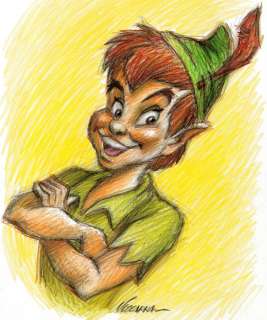 Peter Pan - Original Drawing - Joan Vizcarra Signed - Pencil Art - Original Artwork | Catawiki