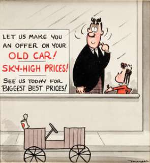 Marge Buell Little Lulu Comic Gag Panel Original Art dated 12-18-43 (Saturday Evening Post, 1943). Lulu is - | Heritage