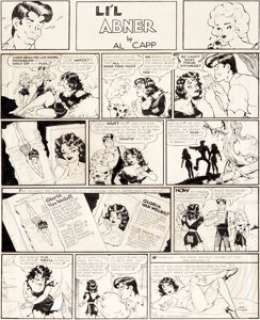 Al Capp and Frank Frazetta Li‘l Abner  Sunday Comic Strip Original Art dated 11-7-54 (United Feature  Syndicate, 195...