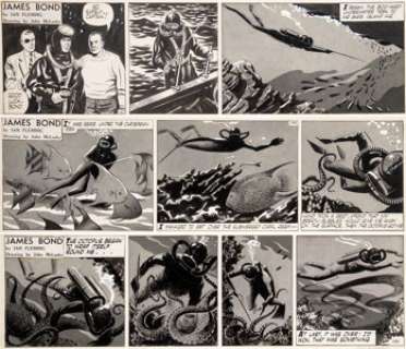 James McLusky James Bond Daily Comic Strip Original Art Group of 3 (London Daily Express, 1958/59). Live and -