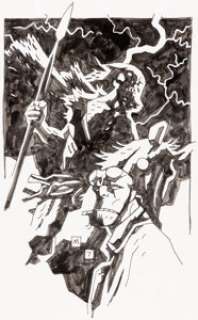 Mike Mignola - Hellboy and Knight Rider Illustration Original Art (2007).... | Heritage