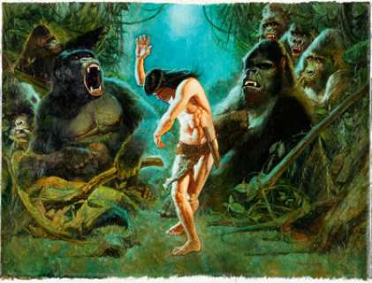 Sanjulian (Manuel Pérez Clemente) "Tarzan at the Dum-Dum" Painting Original Art (1998).... | Heritage