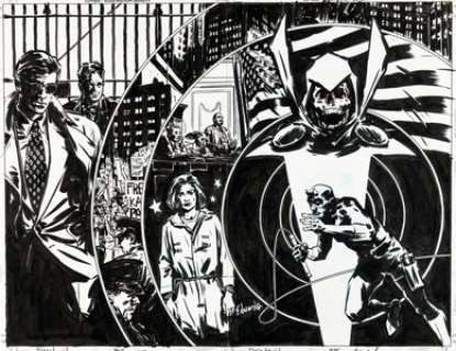 Tommy Lee Edwards Daredevil #375 Wraparound Cover Original Art (Marvel, 1998). Karen Page is on trial -