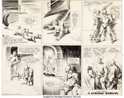 Alex Raymond Flash Gordon Sunday Comic Strip Original Art dated 8-9-36 (King Features Syndicate, 1936)....