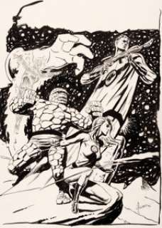 Sandy Plunkett - The Official Marvel Index to the Fantastic Four #6 Cover Preliminary Original Art (1986).