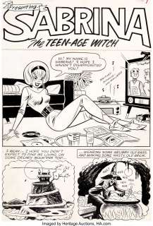 Dan DeCarlo and Rudy Lapick - Archie‘s Madhouse #22 Complete 5-Page Story "Presenting Sabrina the Teen-Age Witch" Original Art (Archie, 1962).